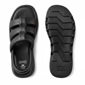 NIB Cougar Juliana Black Leather Chunky Sandals H2O SZ 8 (Runs Small - See Desc)